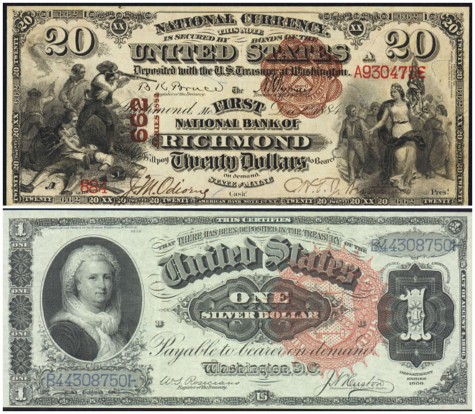 Martha Washington ($1 Bill) and Pocahontas ($20 Bill) were the first women to be featured on American money