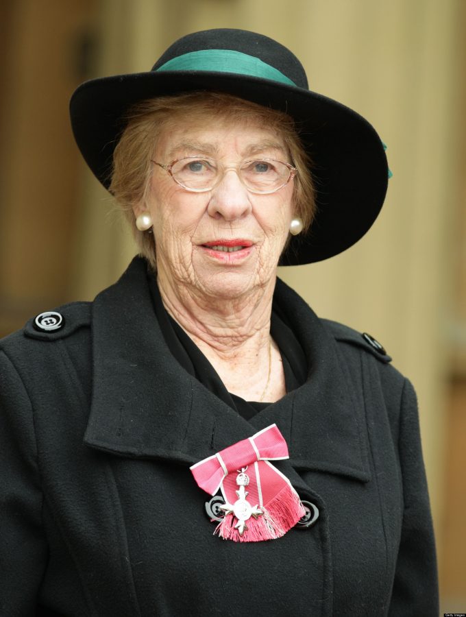 LONDON, UNITED KINGDOM - FEBRUARY 14:  Eva Schloss, step-sister of World War II diarist Anne Frank, with her Member of the British Empire (MBE) medal after it was presented to her by the Prince of Wales, at the Investiture Ceremony at Buckingham Palace, on February 14, 2012 in London, England.  (Yui Mok - WPA Pool /Getty Images)