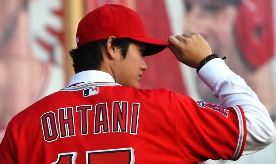 Ohtani in his new Angels Uniform