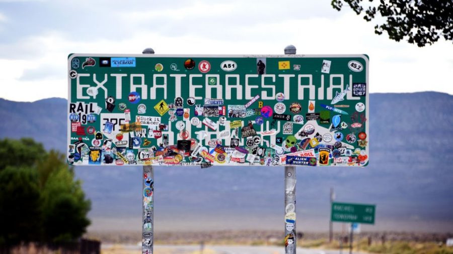 RACHEL, NEVADA - JULY 22:  An Extraterrestrial Highway sign covered with stickers is seen along state route 375 on July 22, 2019 near Rachel, Nevada. State officials drew inspiration from the alien legends at the nearby top-secret military installation known as Area 51 and dubbed the 98 mile route from U.S. highway 93 to U.S. highway 6, the Extraterrestrial Highway in February 1996. A Facebook event entitled, Storm Area 51, They Cant Stop All of Us, which the author stated was meant as a joke, calls for people to storm the highly classified U.S. Air Force facility near Rachel on September 20, 2019, to address a conspiracy theory that the U.S. government is conducting tests with space aliens.  (Photo by David Becker/Getty Images)